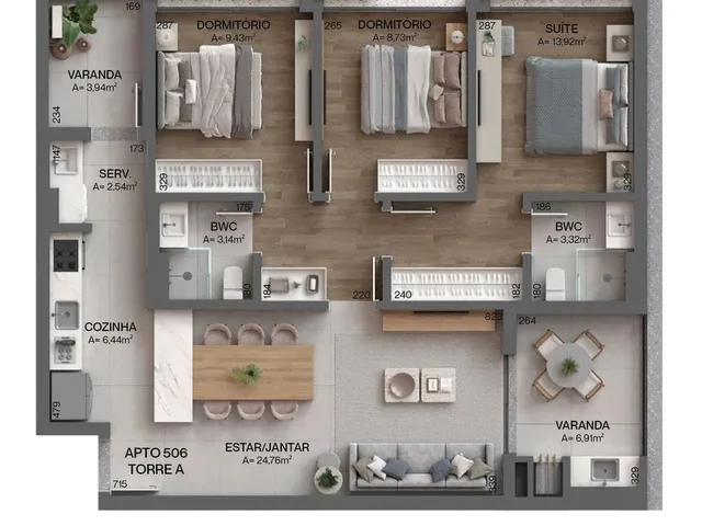 Imagem 4: Apartamento 3 Dormitórios para venda em Florianópolis - SC