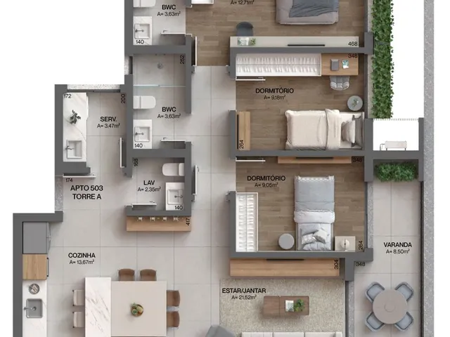 Imagem 7: Apartamento 3 Dormitórios para venda em Florianópolis - SC