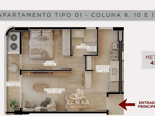 Imagem 5: Lançamento no Calhau - Ed. The View - Aptos com 2 quarto - 69,64m² - Varanda