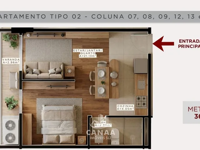 Imagem 2: Lançamento no Calhau - Ed. The View - Aptos com 2 quarto - 69,64m² - Varanda