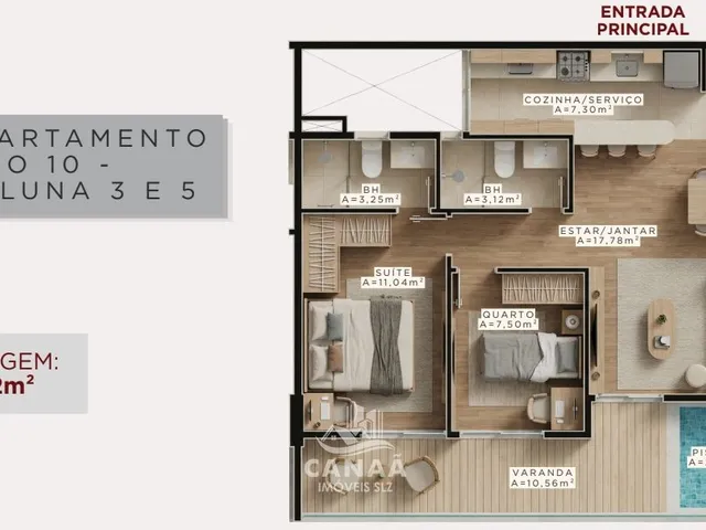 Imagem 11: Lançamento no Calhau - Ed. The View - Aptos com 2 quarto - 69,64m² - Varanda