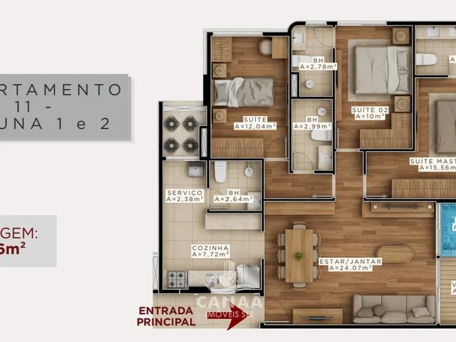 Imagem 10: Lançamento no Calhau - Ed. The View - Aptos com 2 quarto - 69,64m² - Varanda