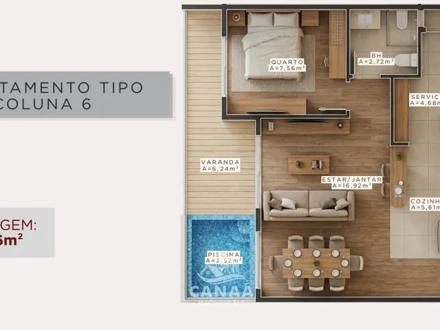Imagem 13: Lançamento no Calhau - Ed. The View - Aptos com 3 quartos - 85,87m² - Varanda