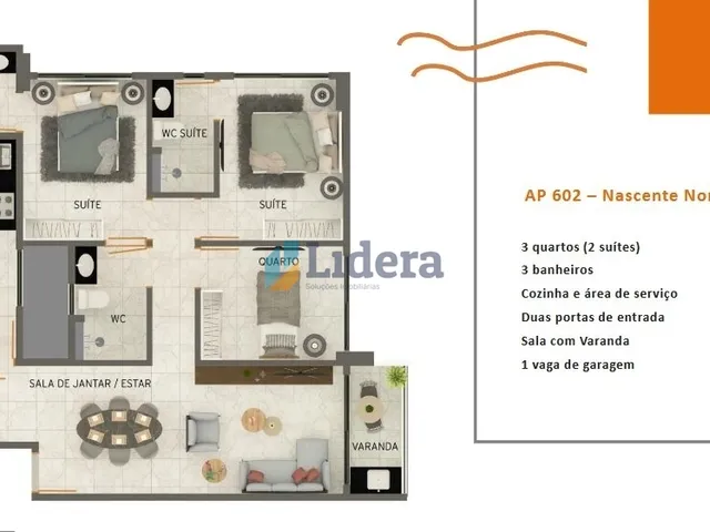 Imagem 8: Apto - 3 Quartos - 2 Suítes - 64,87m² - Formosa, Cabedelo/PB