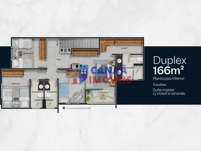 Imagem 10: Cobertura duplex 4/4 sendo 3 suítes 166m² opção pronta p/ morar/na planta próximo ao