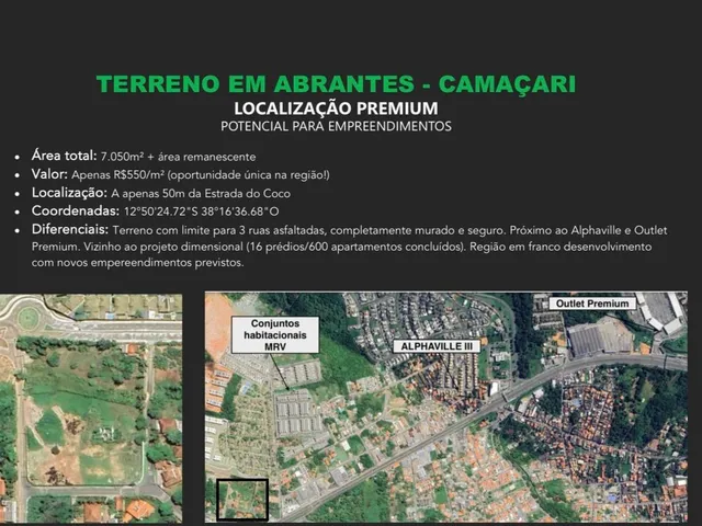 Imagem: TERRENO COMERCIAL em CAMAÇARI - BA, CATU