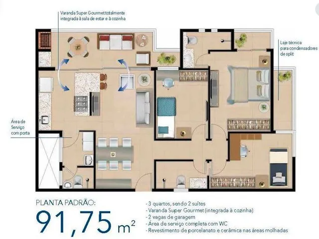 Imagem 13: Vendo apartamento Soho Residence , 92m2, 3 qtos, 2gvs, lazer completo, Fortaleza