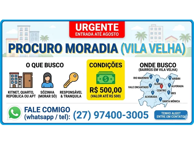 Imagem: PROCURO UMA KITNET COM URGENCIA
