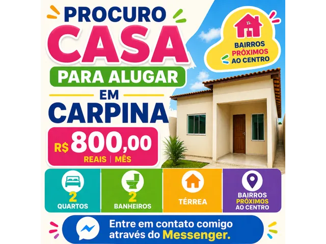 Imagem: Procuro Casa para Alugar em Carpina Próximo