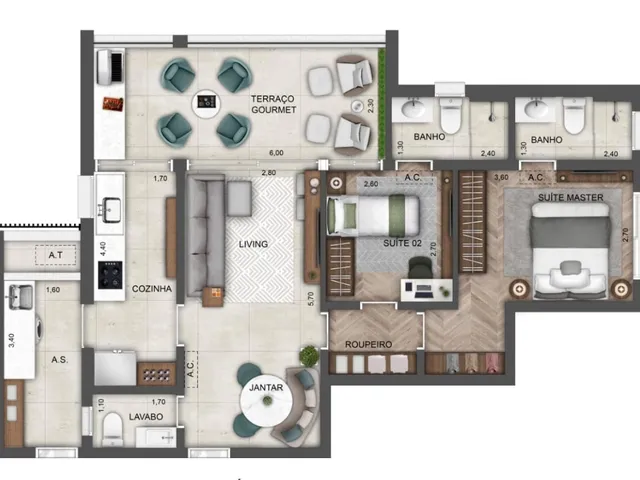 Imagem 2: Apartamento para Venda em Perdizes com 2 Quartos, Sendo 2 Suítes, 88M²