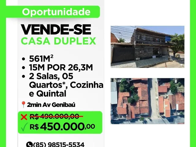 Imagem: Casa 05 Quartos Duplex - No Genibaú 85.985.15.55.34