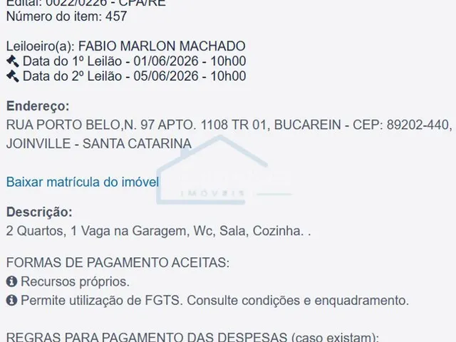 Imagem 2: Oportunidade Apartamento 2 quartos no Bairro Bucarein em Joinville-SC
