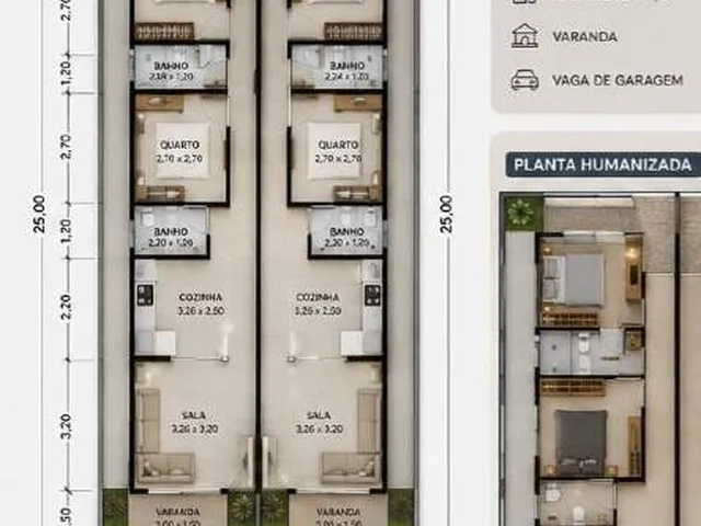 Imagem: A casa possui 2 Dormitórios, 2 Banheiros, 1 Vaga na