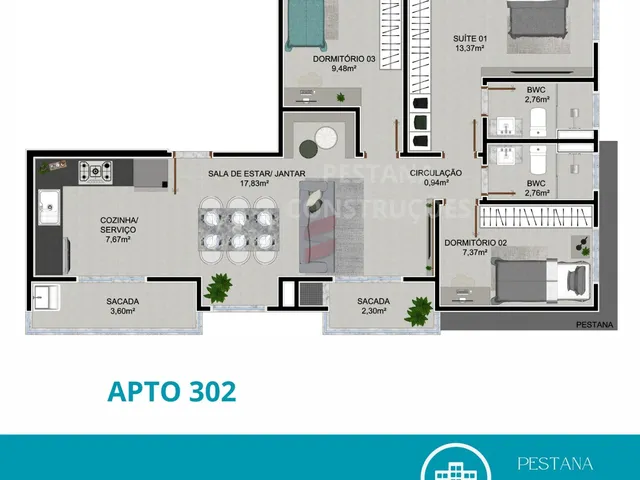 Imagem 3: APARTAMENTO com 3 dormitórios à venda com 105.92m² por R$ 473.942,00 no bairro Afonso