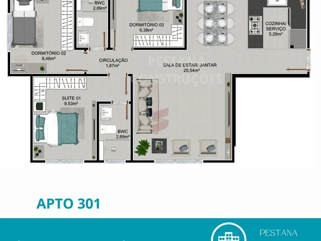 Imagem 2: APARTAMENTO com 3 dormitórios à venda com 100.8m² por R$ 443.880,00 no bairro Afonso
