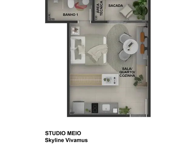 Imagem 2: Skyline Vivamus Apartamento com 2 dormitórios