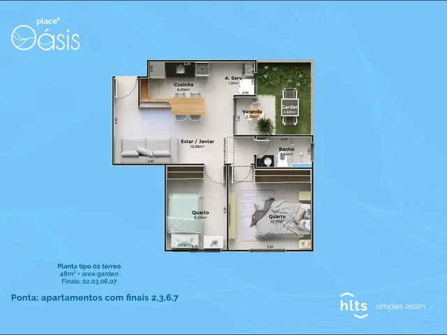 Imagem 6: Place+ Oásis Apartamento com 2 dormitórios
