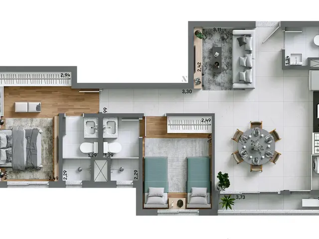 Imagem 2: Auten Apartamento com 3 dormitórios