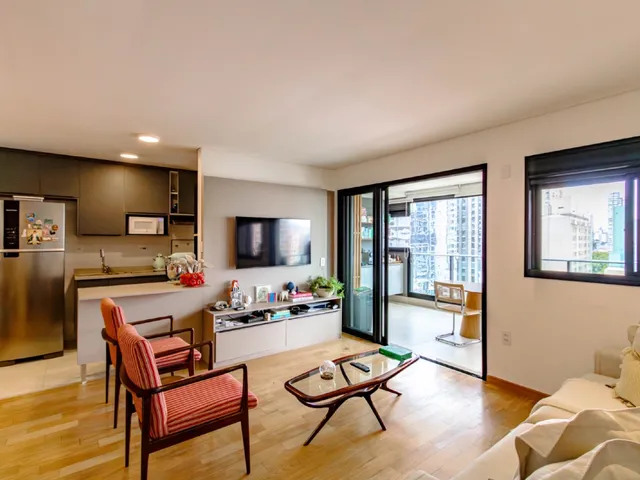 Imagem: O apartamento possui 1 Dormitório, 1 Suíte, 2 Banheiros,