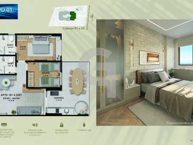 Imagem 12: Apartamento com 2 quartos sendo 1 suíte e beira-mar no Brisa Marina Orla Mood em
