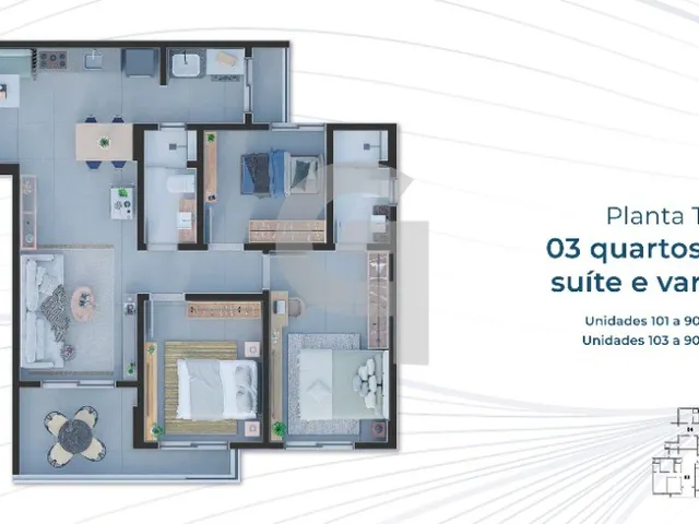 Imagem 11: Apartamento com 3/4 sendo 1 suíte no Unique Piatã em Salvador