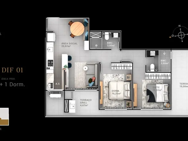 Imagem 4: APARTAMENTO DE 2 DORMITÓRIOS COM 1 SUITE E SACADA COM CHURRASQUEIRA NO BAIRRO DAS NACOES