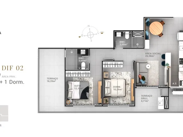 Imagem 12: APARTAMENTO DE 2 DORMITÓRIOS COM 1 SUITE E SACADA COM CHURRASQUEIRA NO BAIRRO DAS NACOES