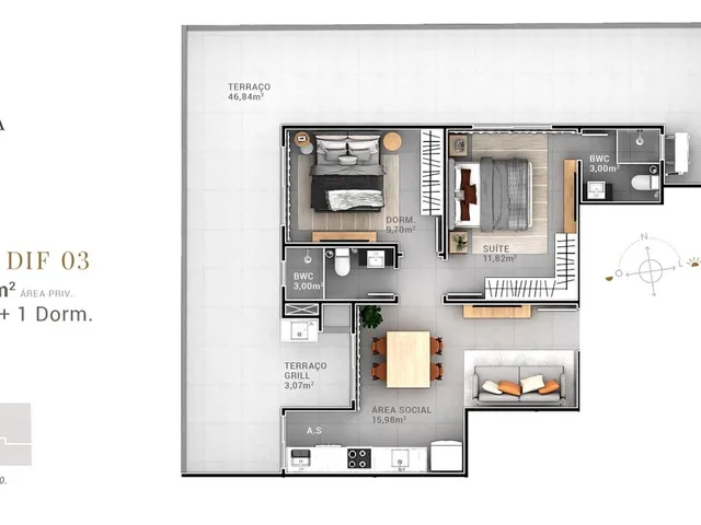 Imagem 15: APARTAMENTO DE 2 DORMITÓRIOS COM 1 SUITE E SACADA COM CHURRASQUEIRA NO BAIRRO DAS NACOES