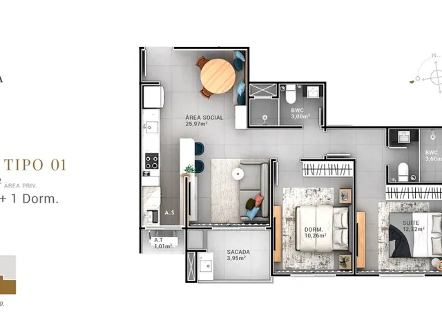 Imagem 10: APARTAMENTO DE 2 DORMITÓRIOS COM 1 SUITE E SACADA COM CHURRASQUEIRA NO BAIRRO DAS NACOES