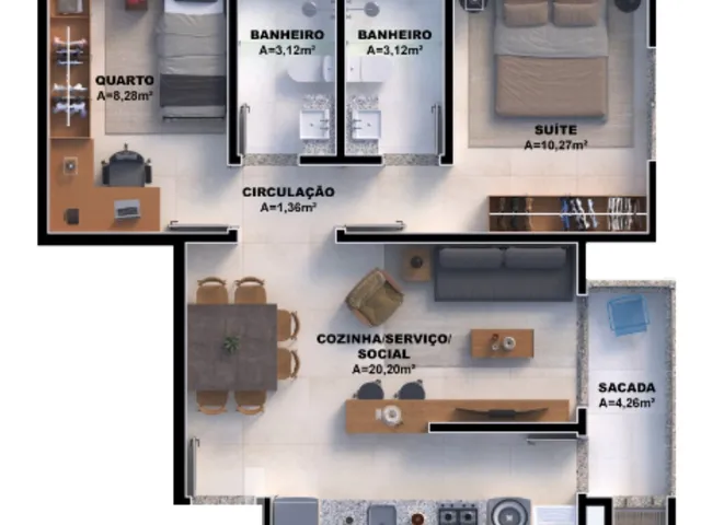 Imagem 5: Apartamento à venda no bairro Nova Palhoça - Palhoça/SC