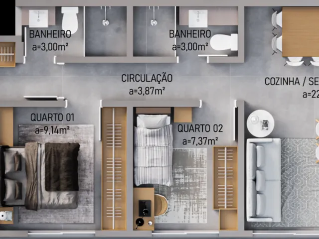 Imagem 3: Carmen Residence - Apartamento à venda no bairro Pedra Branca - Palhoça/SC