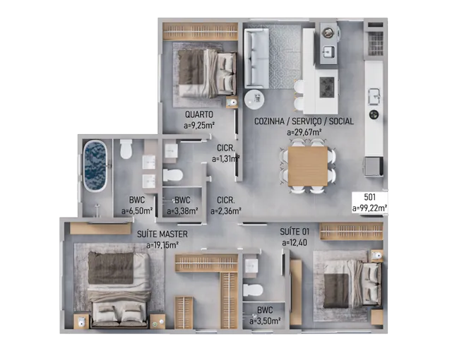 Imagem 6: Carmen Residence - Apartamento à venda no bairro Pedra Branca - Palhoça/SC