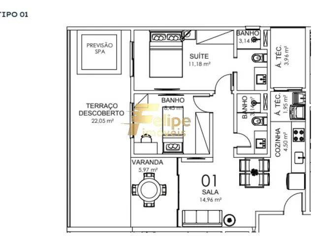 Imagem 9: MAIS NOVO EMPREENDIMENTO SURGINDO, APARTAMENTO 01 QUARTO GARDEN, LAZER COMPLETO, À VENDA