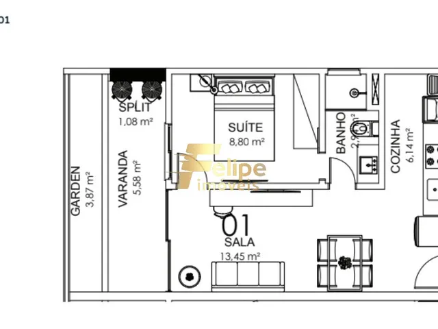 Imagem 13: MAIS NOVO EMPREENDIMENTO SURGINDO, APARTAMENTO 01 QUARTO GARDEN, LAZER COMPLETO, À VENDA