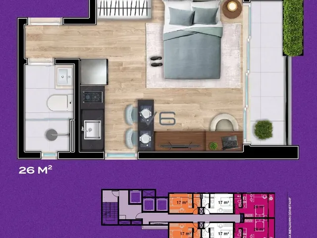 Imagem: Apartamento Studio com 26m² privativos