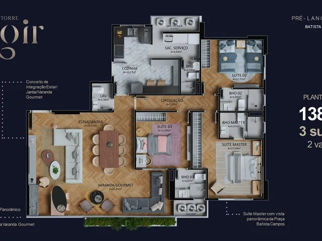 Imagem 12: Torre Noir - Leal Moreira, 138m², 3 suítes e 2 vagas Torre Noir - Leal Moreira
