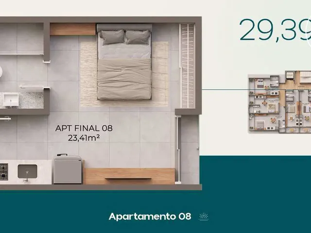 Imagem 3: Flat à venda, no Al Mare Summer Camboinha em Cabedelo, Camboinha, com 1 quarto, 23,41m²