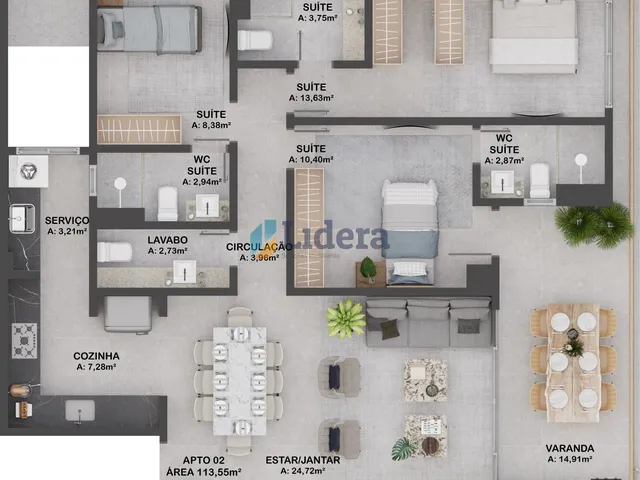Imagem 10: Apto - 3 Quartos - 1 Suíte -93.1 m² - Intermares, Cabedelo/PB