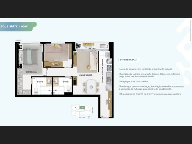 Imagem: Ágio Apartamento Novo 63 m² 2 Quartos