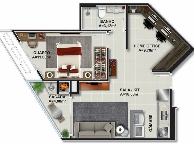 Imagem: Apartamento Padrão 1 dormitório 1 Home