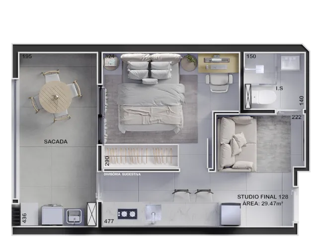 Imagem 6: Excelente oportunidade! Apartamento à venda em Curitiba-PR, Boa Vista, com 1 quarto, 1