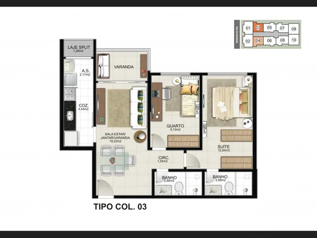Imagem 4: Ed. Mar Cáspio Apartamento 2 Quartos para Venda em Praia de Itaparica Vila Velha Es