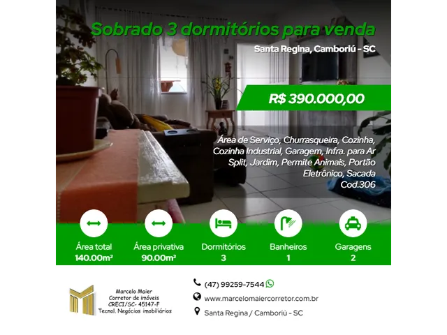 Imagem: Sobrado ¾ Bem Localizado, Bairro santa