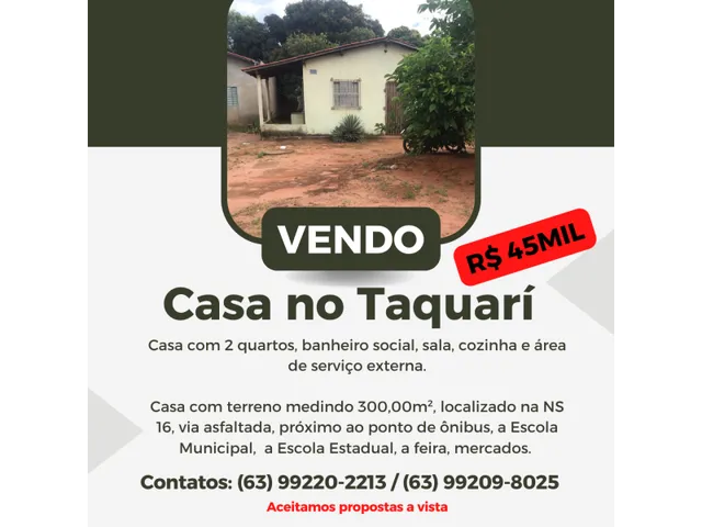 Imagem: Vendo Casa no Taquarí - Lote com 300M²