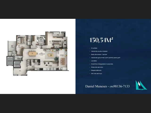 Imagem 12: Marina Península, 168M², 156M², 150M² e 147M², 3 a 4 Suítes, 3 Vagas de Garagem