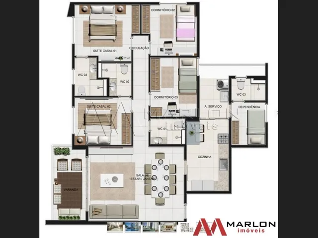 Imagem 3: Apartamento no Saint Charbel, 2 Quartos, Sendo 2 Suíte, Varanda. 169M²