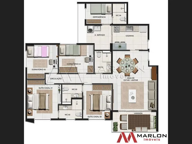 Imagem 7: Apartamento no Saint Charbel, 2 Quartos, Sendo 2 Suíte, Varanda. 169M²