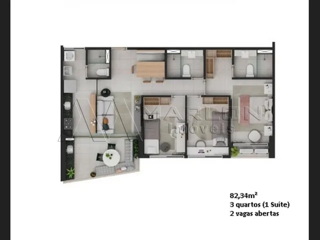 Imagem 10: Apartamento no Les Amis, 3 Quartos, Sendo 1 Suíte, Varanda. 97M²