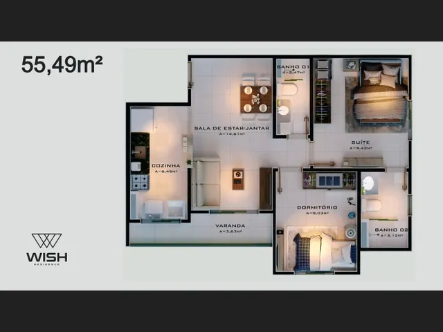 Imagem 13: Wish Residence: Apartamentos de 55M², o Espaço Perfeito para Sua Nova Vida!