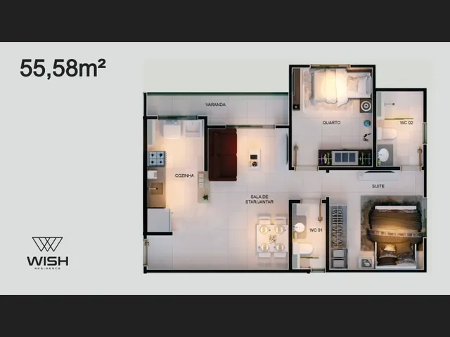 Imagem 8: Wish Residence: Apartamentos de 55M², o Espaço Perfeito para Sua Nova Vida!